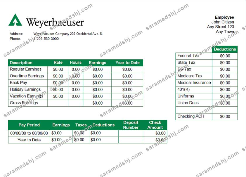 USA forest and paper company employee sheet